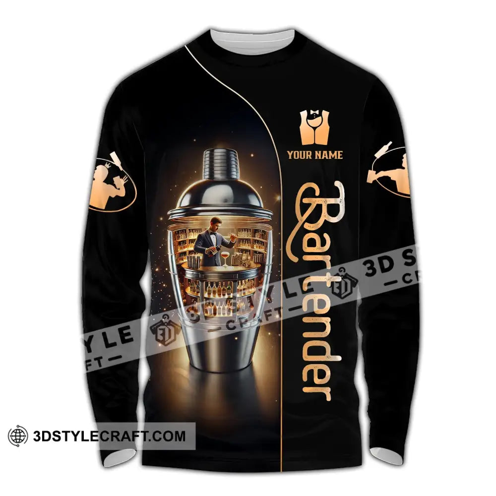 Unisex Shirt Custom Name For Bartender T-Shirt Hoodie Long Sleeve / S T-Shirt