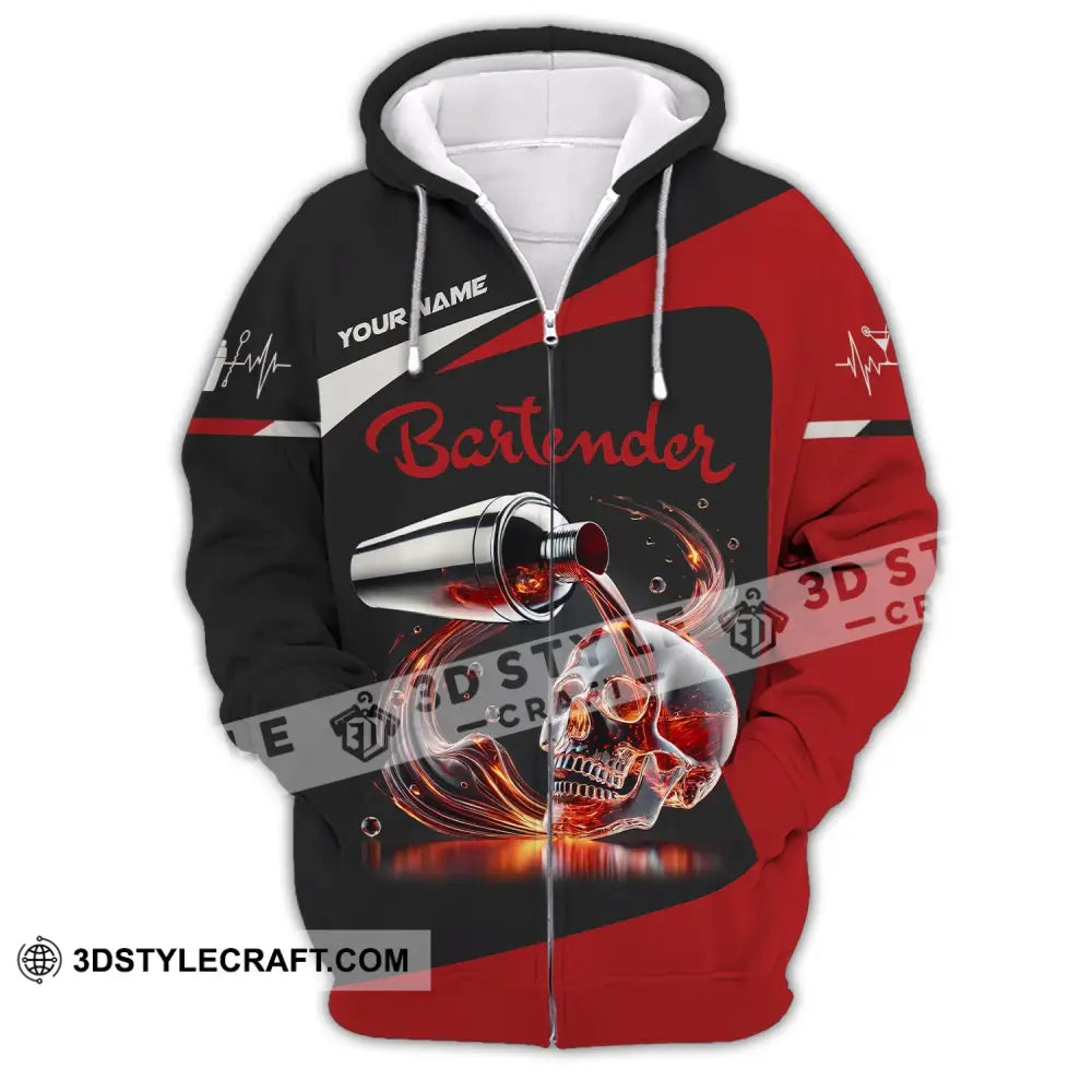 Unisex Shirt Custom Name For Bartender T-Shirt Hoodie Long Sleeve Zipper / S T-Shirt