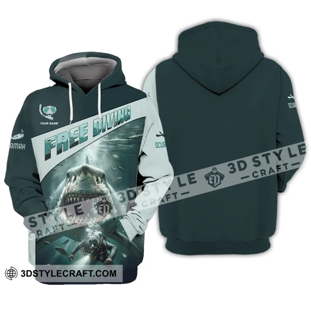 Unisex Shirt Custom Name Free Diving Gift Hoodie / S T-Shirt