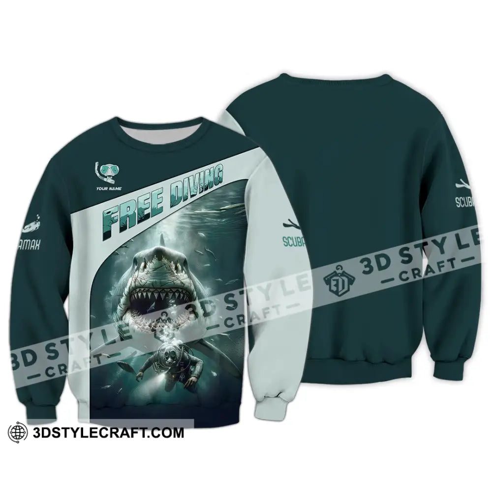 Unisex Shirt Custom Name Free Diving Gift Long Sleeve / S T-Shirt