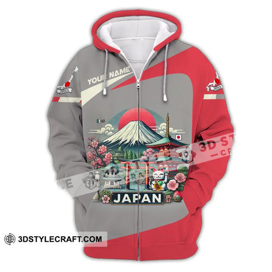 Unisex Shirt Custom Name Japan Love T-Shirt Zipper Hoodie / S T-Shirt