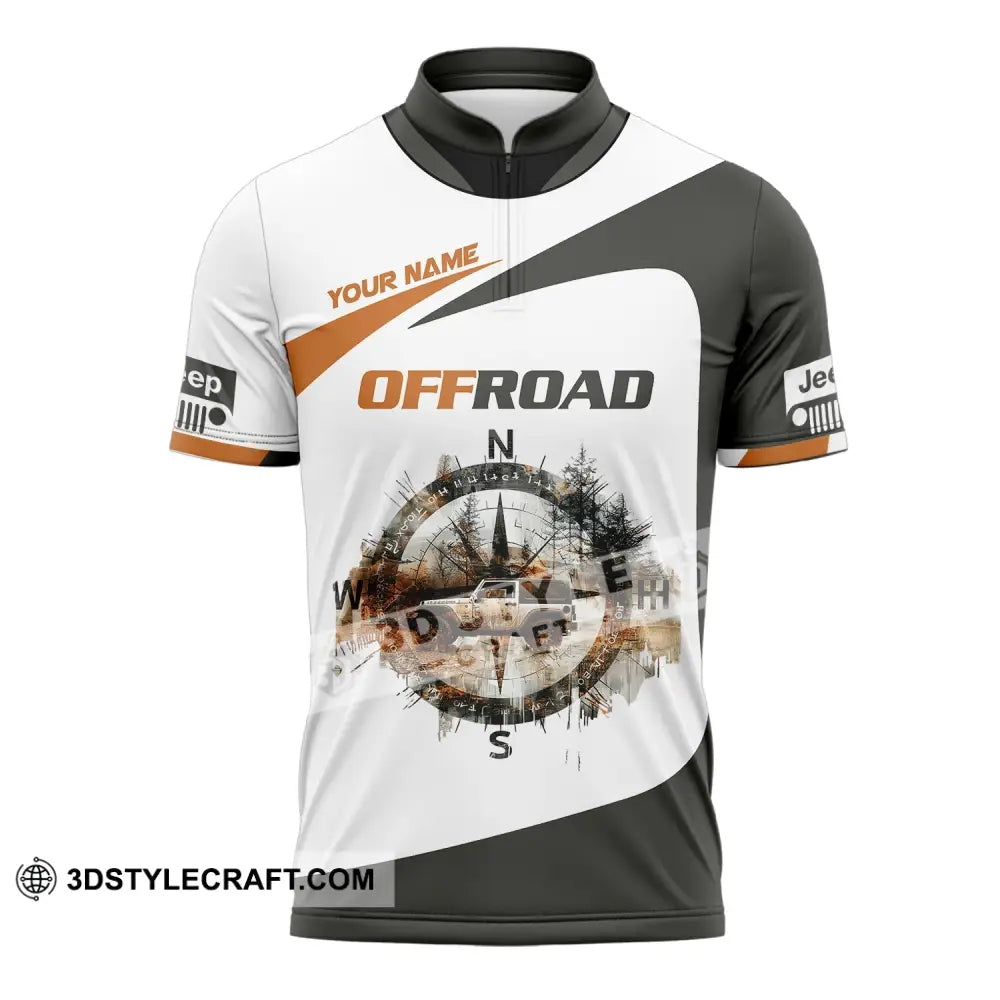 Unisex Shirt Custom Name Jeep Gladiator Polo Long Sleeve Zipper / S T-Shirt