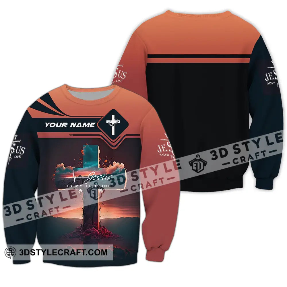 Unisex Shirt - Custom Name Jesus Is My Lifeline Long Sleeve / S T-Shirt