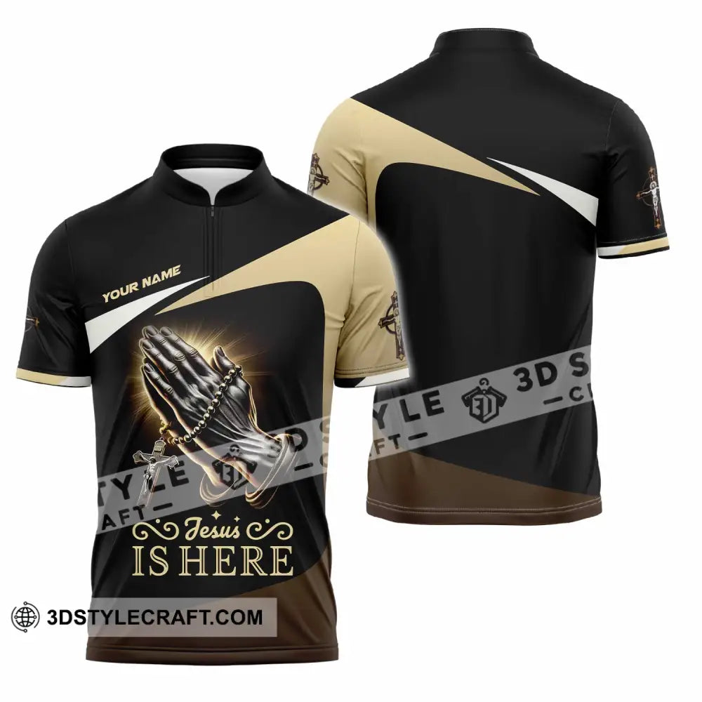 Unisex Shirt Custom Name Jesus Love T-Shirt Zipper Polo / S T-Shirt