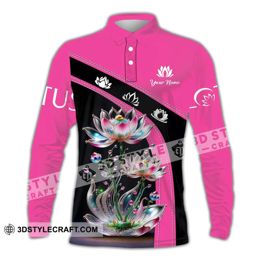 Unisex Shirt - Custom Name Lotus Long Sleeve Polo / S T-Shirt
