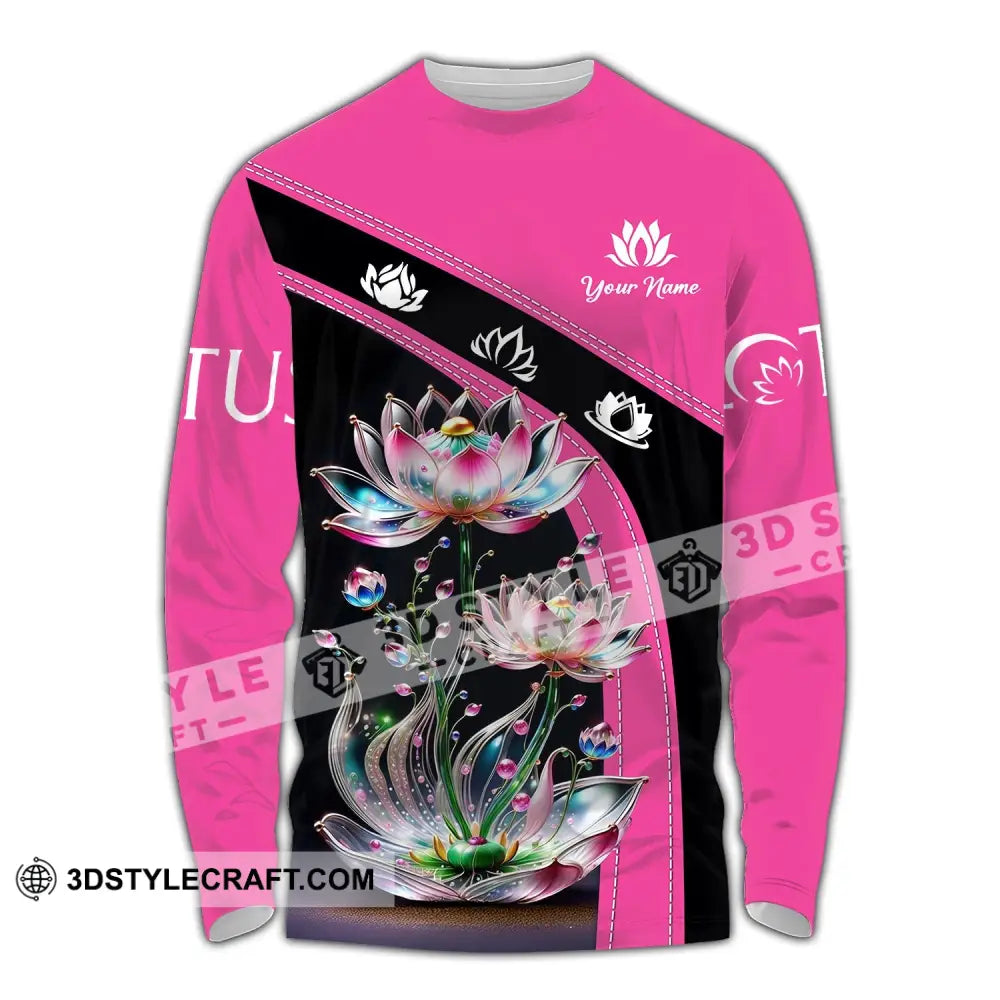 Unisex Shirt - Custom Name Lotus Long Sleeve / S T-Shirt