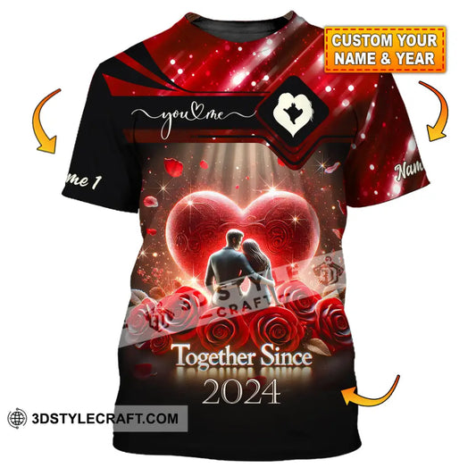 Unisex Shirt Custom Name Lover Couple Polo Long Sleeve Gift T-Shirt