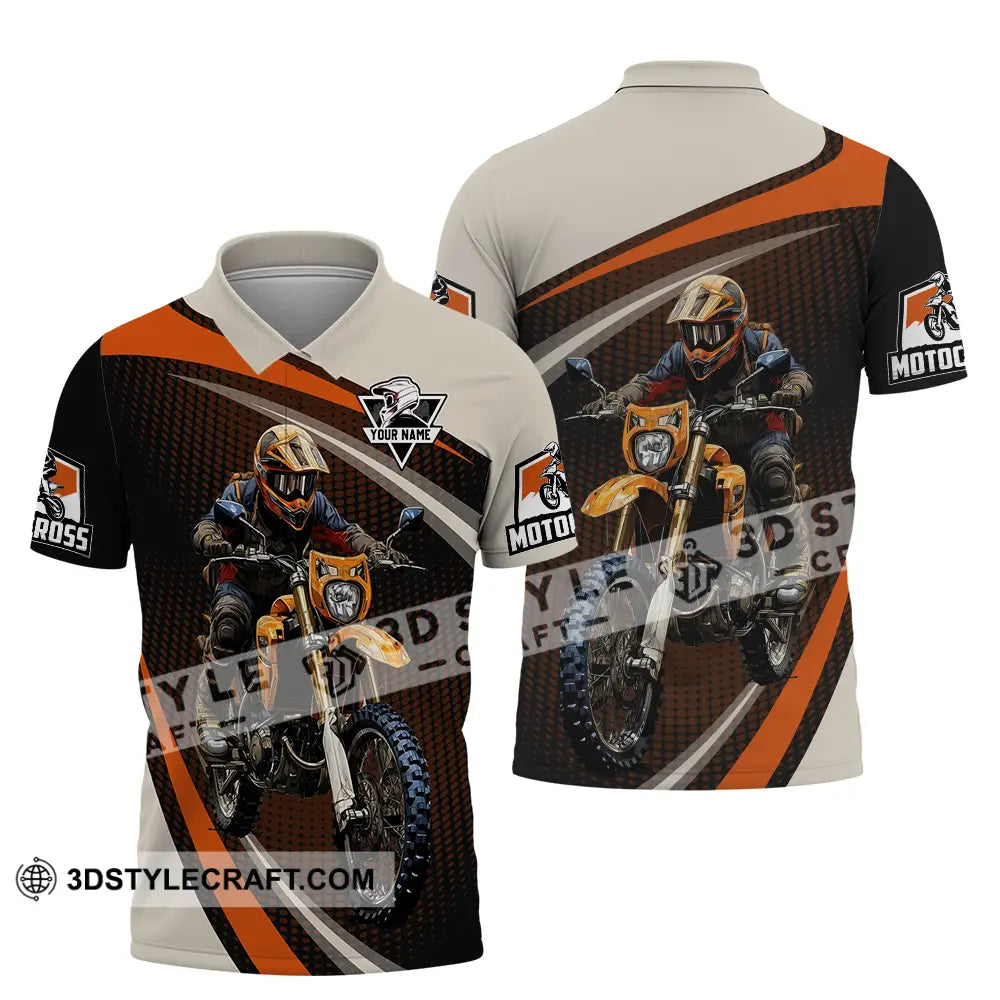 Unisex Shirt - Custom Name Motocross Racing Player Polo / S T-Shirt