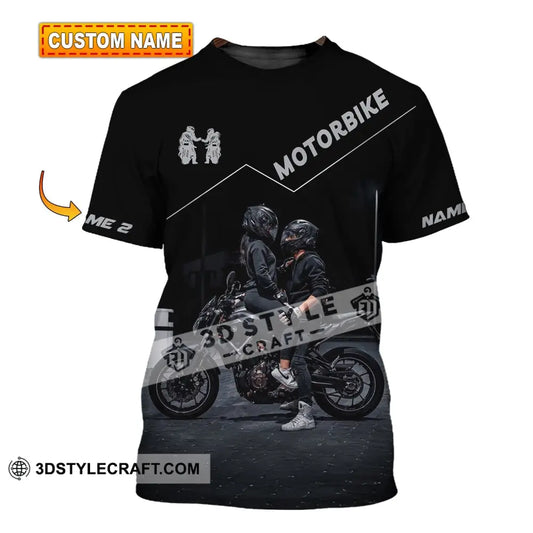 Unisex Shirt Custom Name Motorbike Couple Love T-Shirt T-Shirt