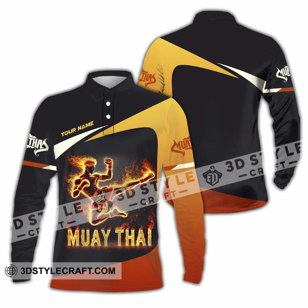 Unisex Shirt Custom Name Muay Thai Polo Long Sleeve / S T-Shirt