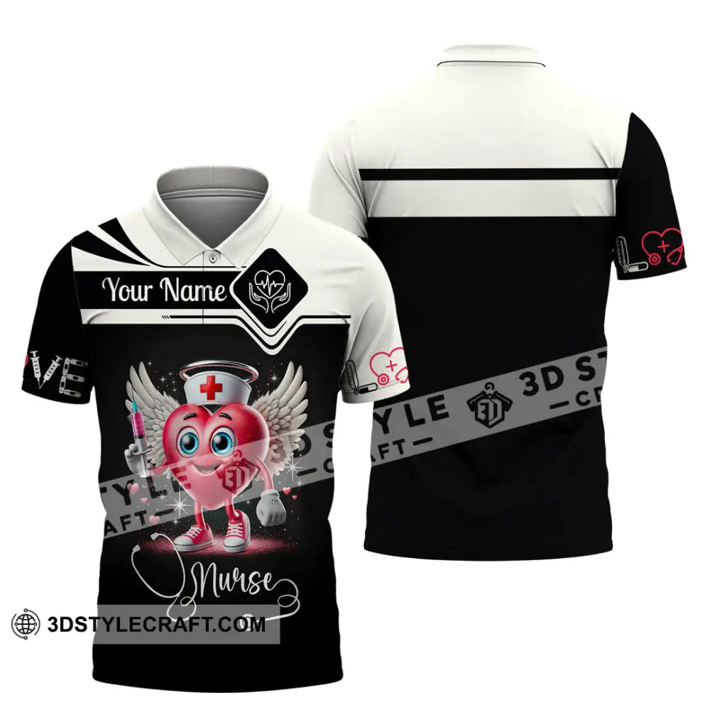 Unisex Shirt Custom Name Nurse Polo Long Sleeve / S T-Shirt