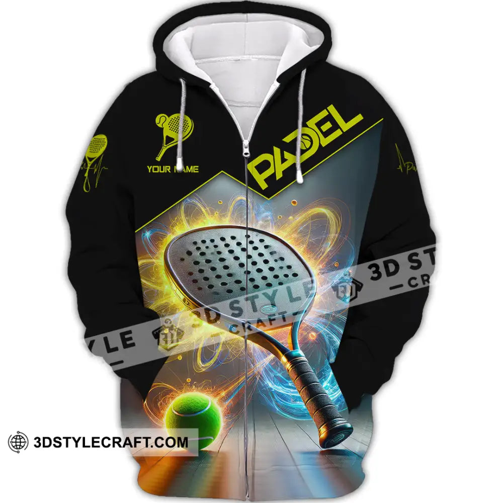 Unisex Shirt Custom Name Padel Lover Polo Long Sleeve Gift Zipper Hoodie / S T-Shirt