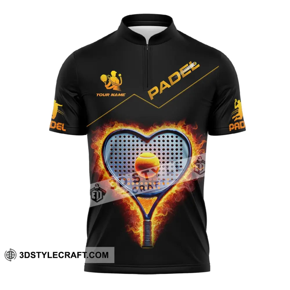 Unisex Shirt - Custom Name Padel Tennis Zipper Polo / S T-Shirt