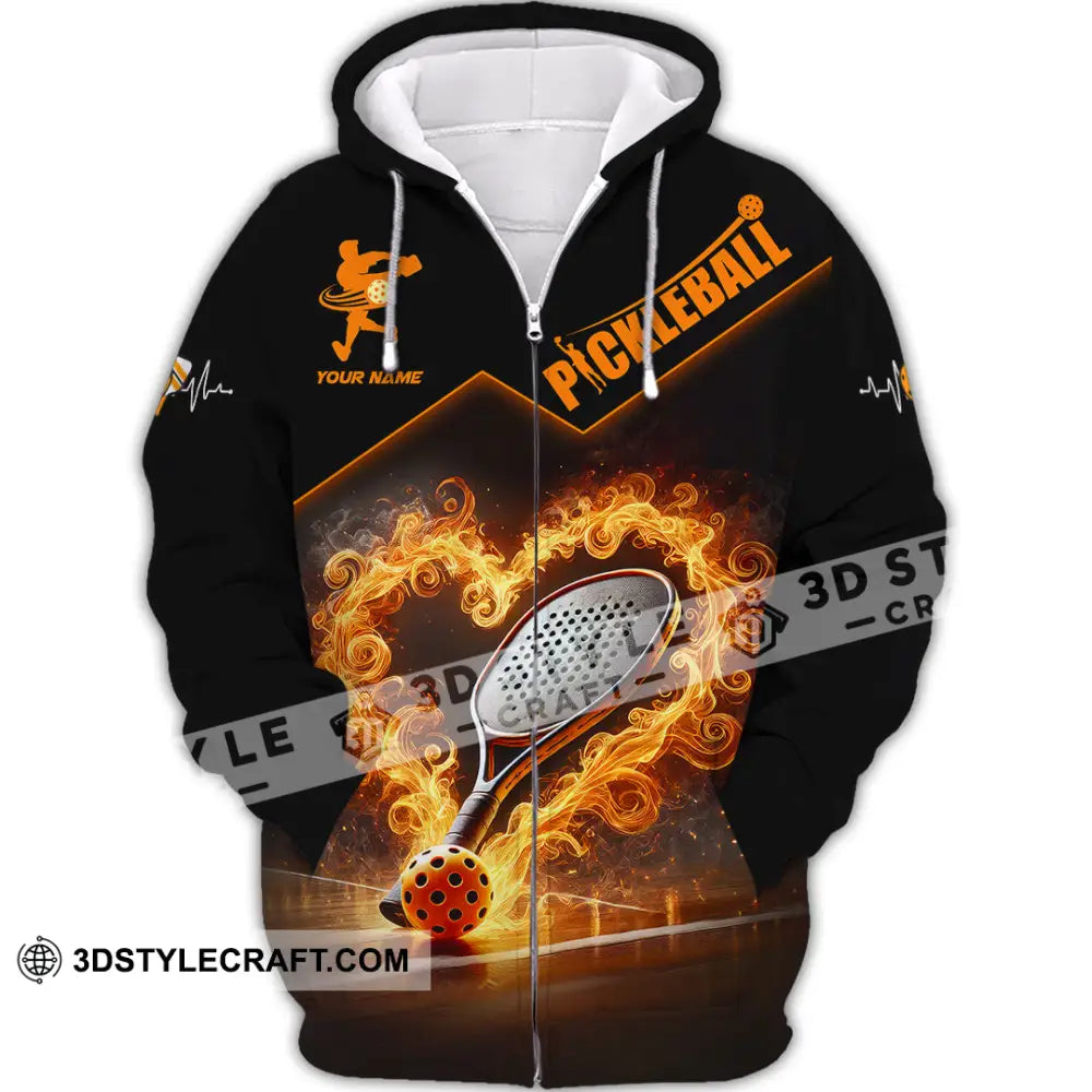 Unisex Shirt Custom Name Pickleball Lover Polo Long Sleeve Gift Zipper Hoodie / S T-Shirt