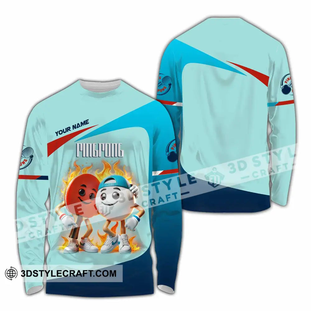 Unisex Shirt Custom Name Ping Pong Gift For Lover Long Sleeve / S T-Shirt