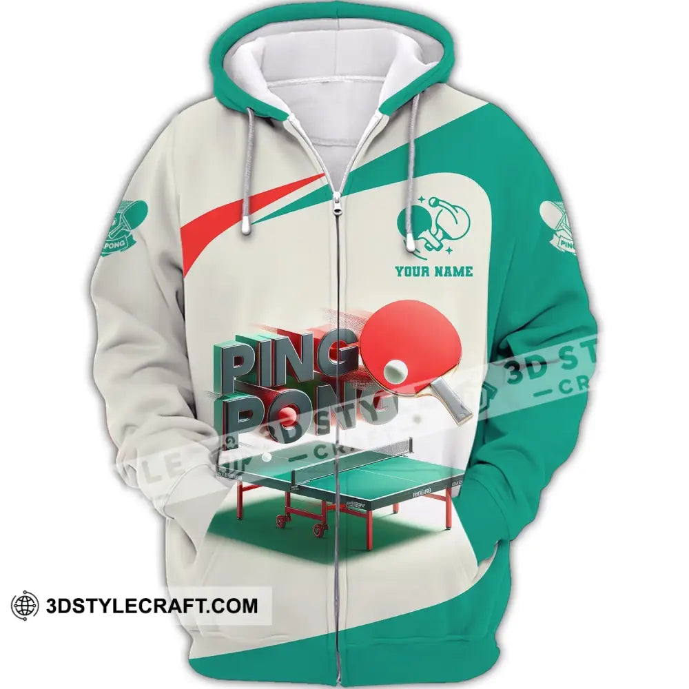 Unisex Shirt Custom Name Ping Pong T-Shirt Club Clothing Gifts For Lovers Zipper Hoodie / S