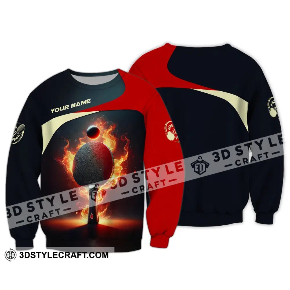 Unisex Shirt Custom Name Ping Pong T-Shirt Club Clothing Gifts For Players Long Sleeve / S