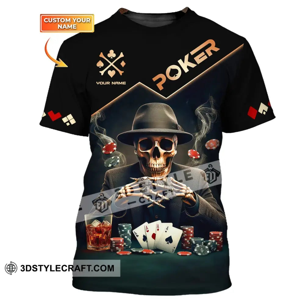 Unisex Shirt Custom Name Poker Polo Long Sleeve Casino T-Shirt