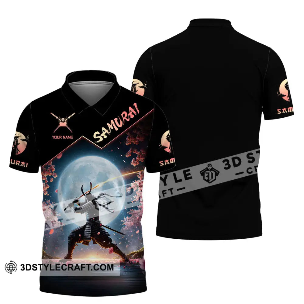 Unisex Shirt Custom Name Samurai Japanese T-Shirt Lover Gift Polo / S T-Shirt