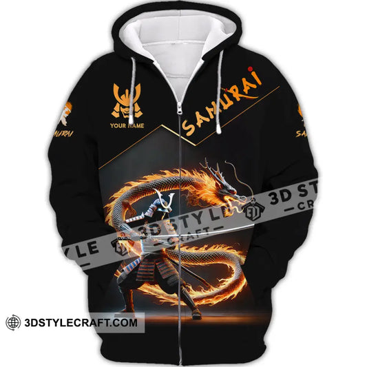 Unisex Shirt Custom Name Samurai Japanese T-Shirt Lover Gift Zipper Hoodie / S T-Shirt