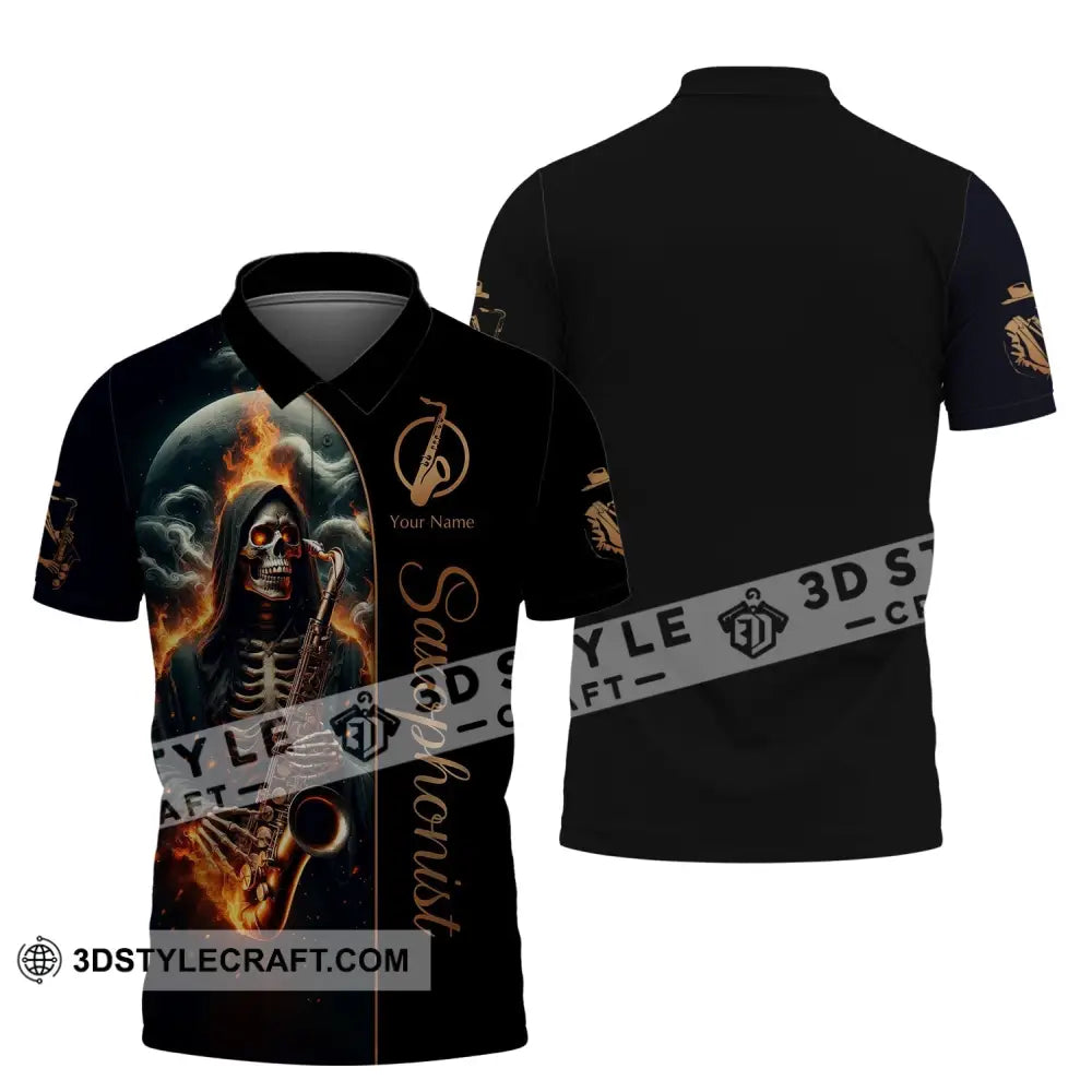 Unisex Shirt Custom Name Saxophone T-Shirt Saxophonist Gift Sax Player Shirts Polo / S