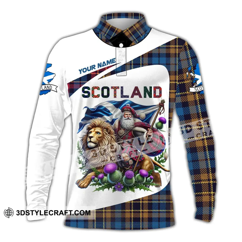 Unisex Shirt Custom Name Scotland Lover Gift Long Sleeve Polo / S T-Shirt