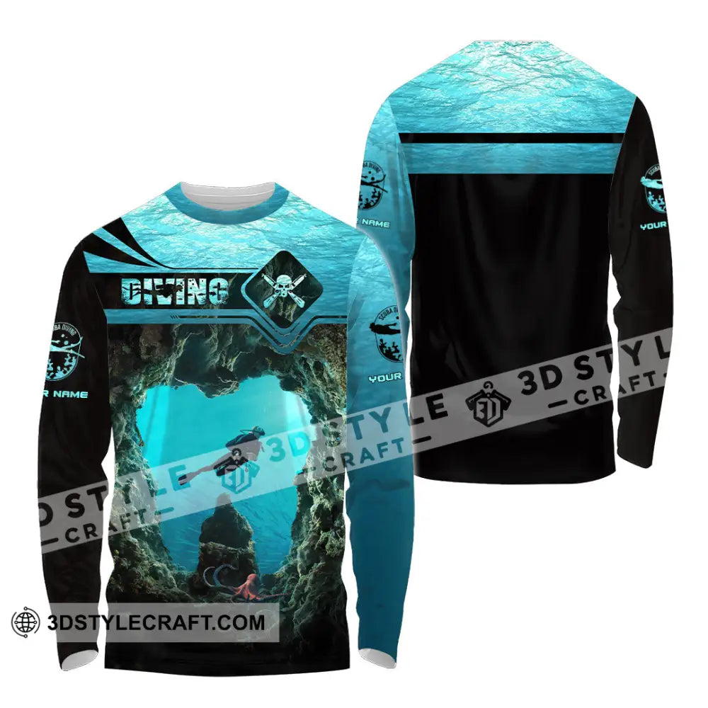 Unisex Shirt Custom Name Scuba Diving Gift For Lover Long Sleeve / S T-Shirt