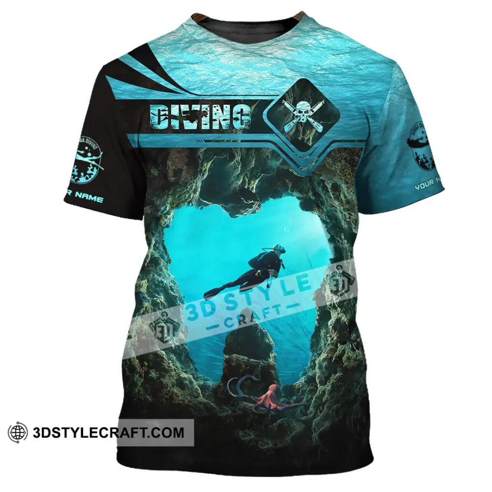 Unisex Shirt Custom Name Scuba Diving Gift For Lover T-Shirt / S T-Shirt