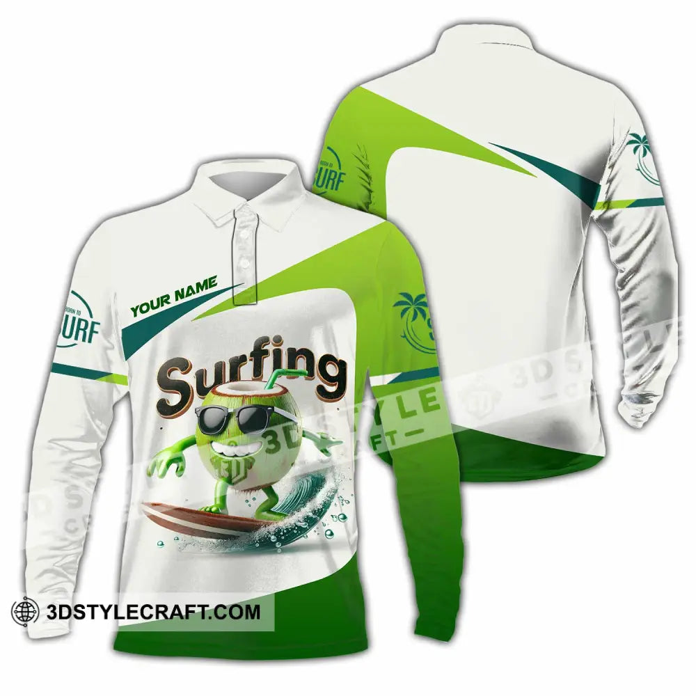 Unisex Shirt Custom Name Surfing Love Hoodie Polo Long Sleeve / S T-Shirt