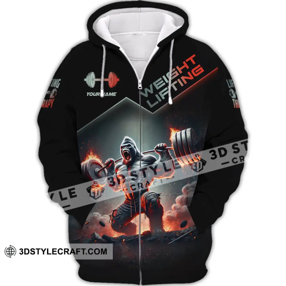 Unisex Shirt Custom Name Weight Lifting Polo Long Sleeve Gift Zipper Hoodie / S T-Shirt