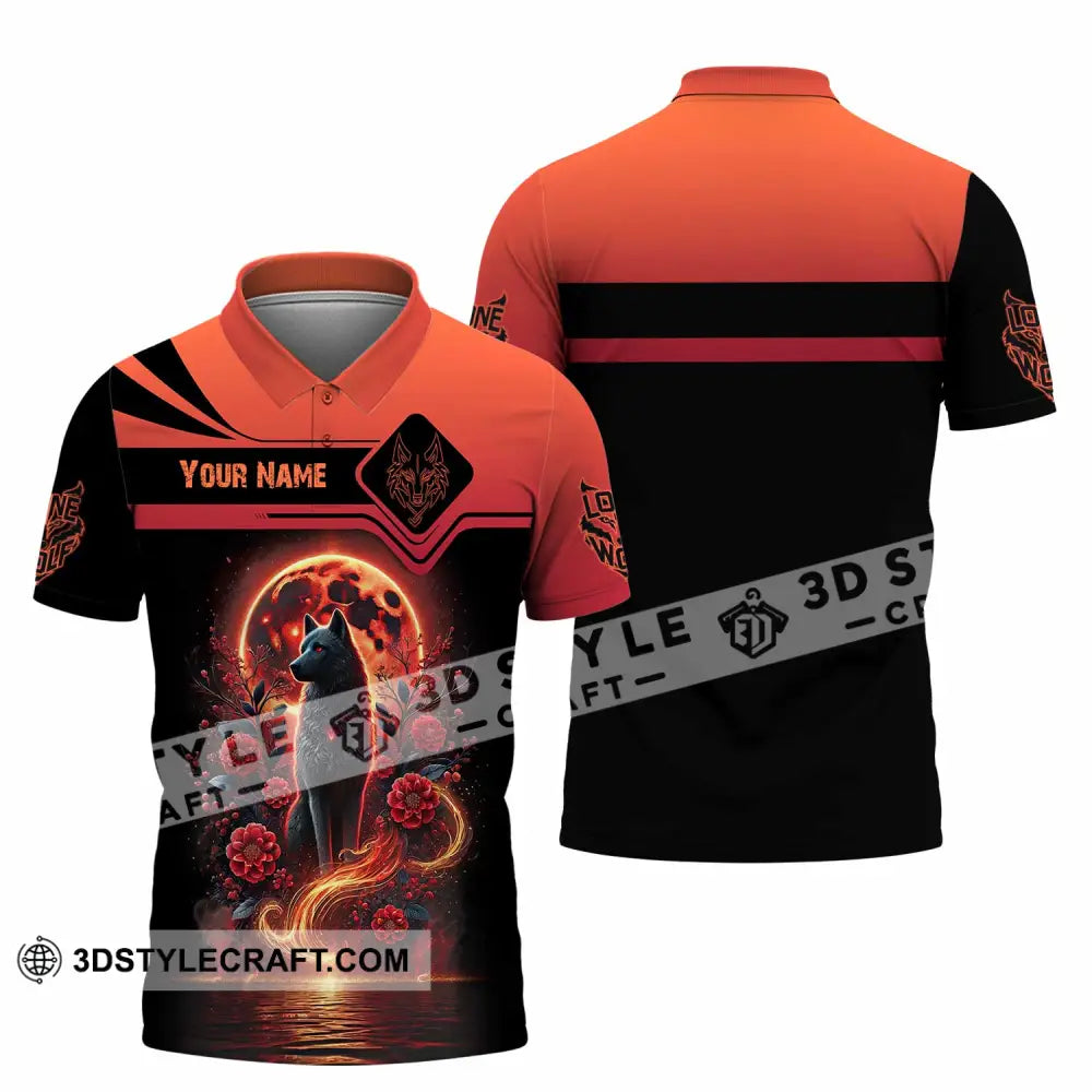 Unisex Shirt Custom Name Wolf Lone Polo / S T-Shirt