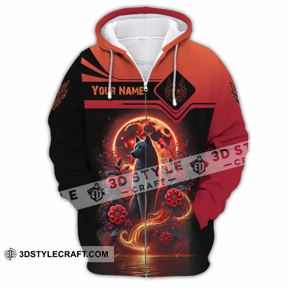 Unisex Shirt Custom Name Wolf Lone Zipper Hoodie / S T-Shirt