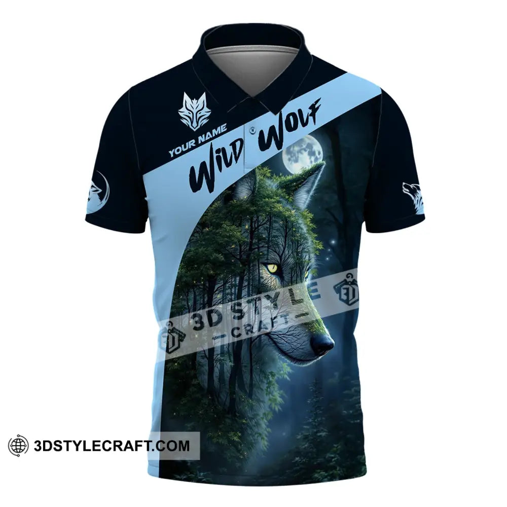 Unisex Shirt Custom Name Wolf Wild Polo / S T-Shirt
