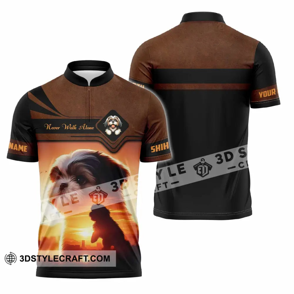 Unisex Shirt - Custom Never Walk Alone Shih Tzu Shirt Zipper Polo Shirt / S T-shirt