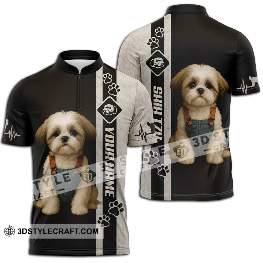 Unisex Shirt - Custom Pet Lover Shih Tzu Shirt Zipper Polo Shirt / S T-shirt