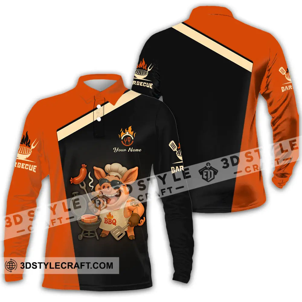 Unisex Shirt - Custom Pig Barbecue Shirt Long Sleeve Polo / S T-shirt