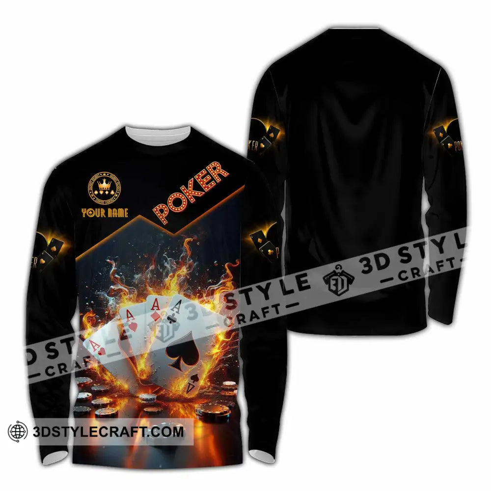 Unisex Shirt - Custom Poker Four Of Aces Card Lover Shirt Long Sleeve Shirt / S T-shirt