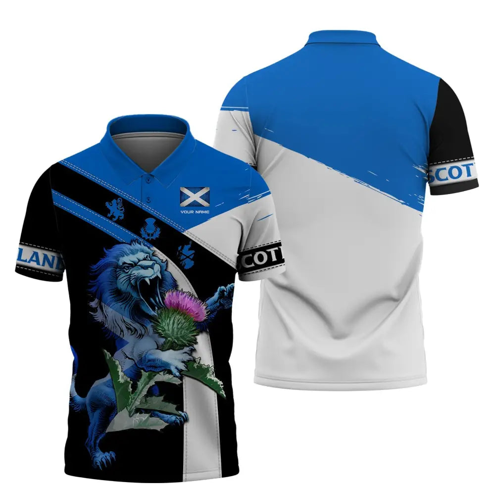Unisex Shirt Custom Scotland Lion T-Shirt Clothing Polo / S