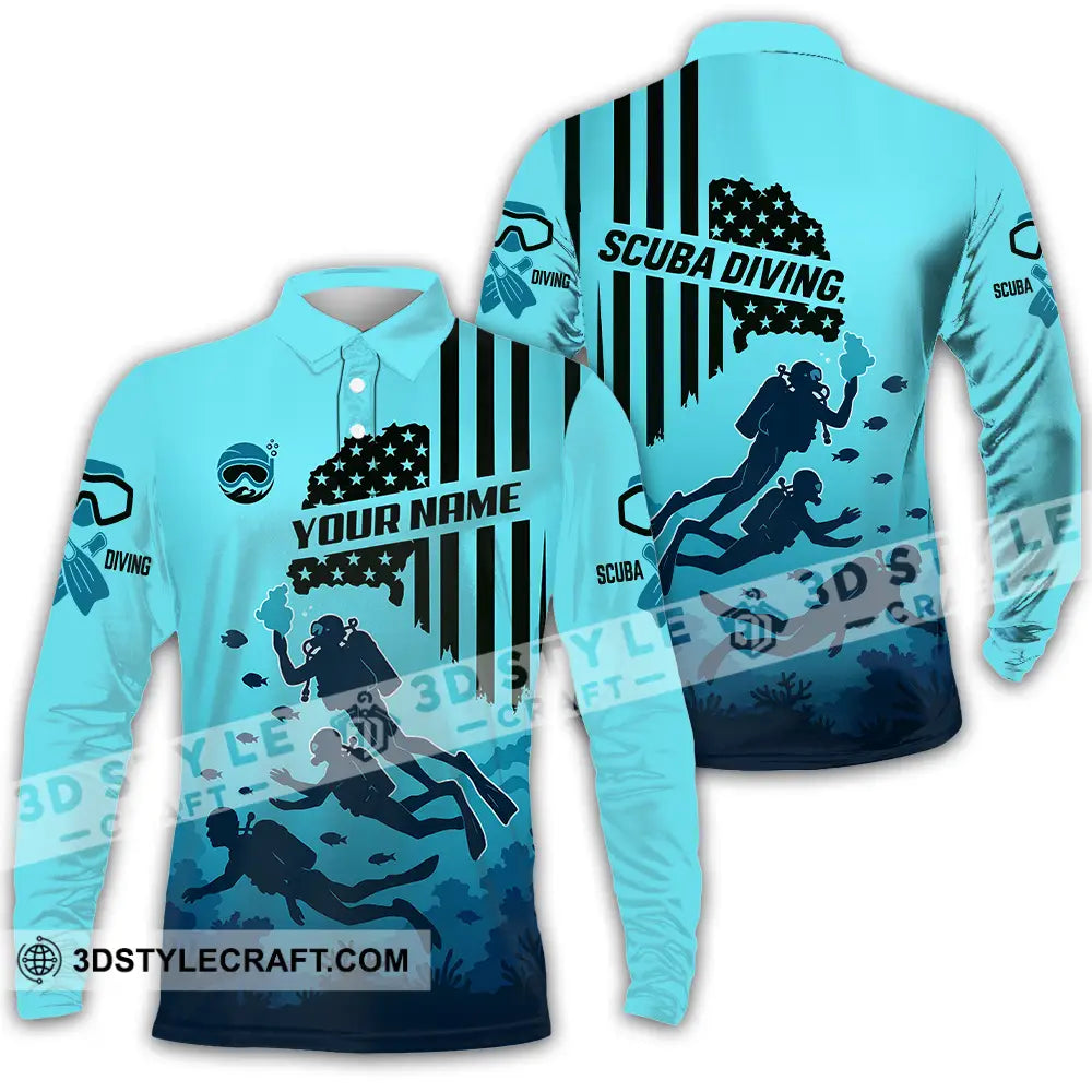 Unisex Shirt - Custom Scuba Diving Shirt Long Sleeve Polo / S T-shirt