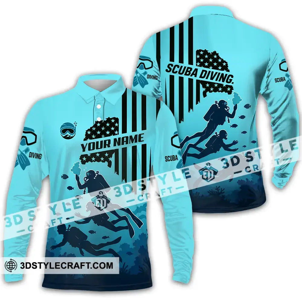 Unisex Shirt - Custom Scuba Diving Shirt Long Sleeve Polo / S T-shirt