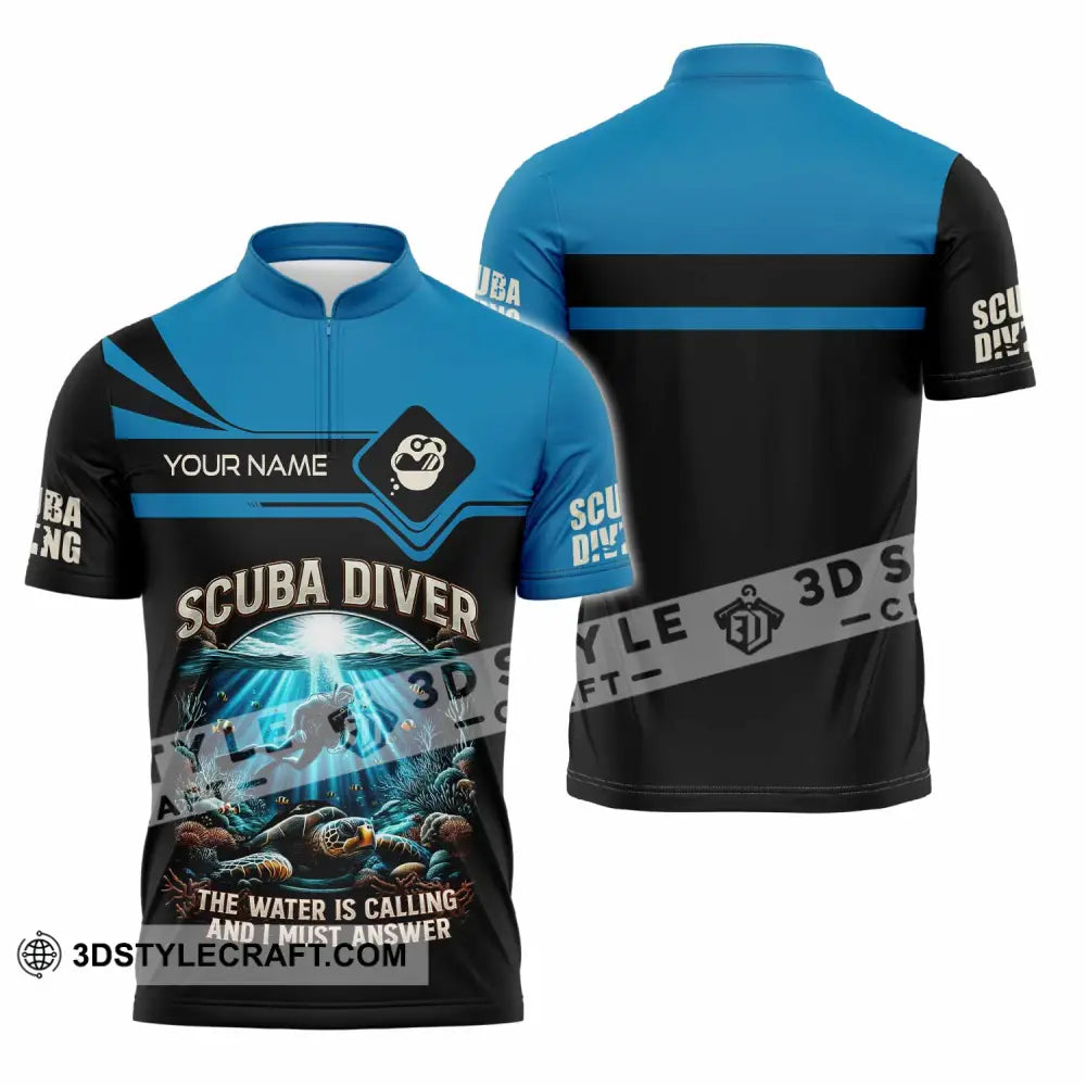 Unisex Shirt - Custom Scuba Diving The Water Is Calling And I Must Answer Shirt Zipper Polo Shirt / S T-shirt
