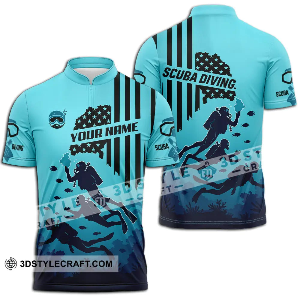 Unisex Shirt - Custom Scuba Diving Shirt Zipper Polo Shirt / S T-shirt