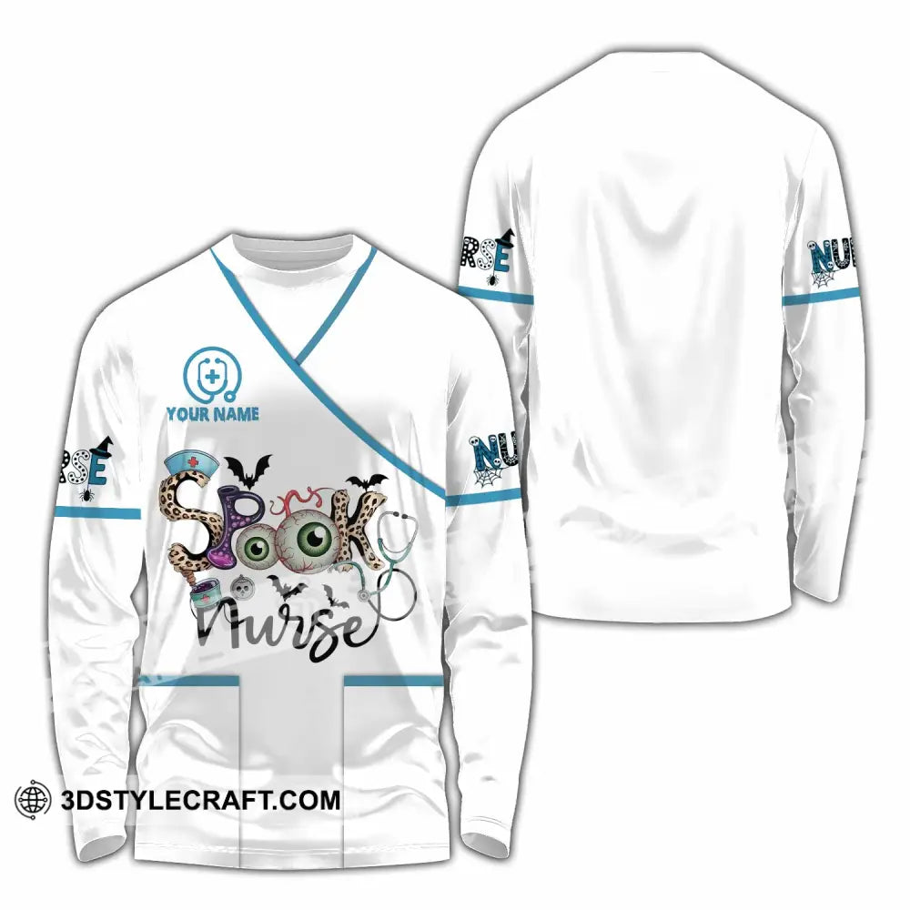 Unisex Shirt - Custom Spooky Nurse Halloween Shirt Long Sleeve Shirt / S T-shirt