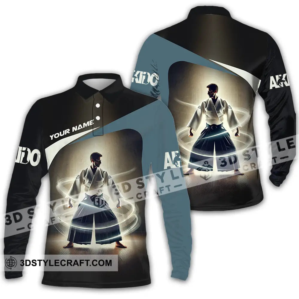 Unisex Shirt - Custom Text Aikido Long Sleeve Polo / S T-Shirt