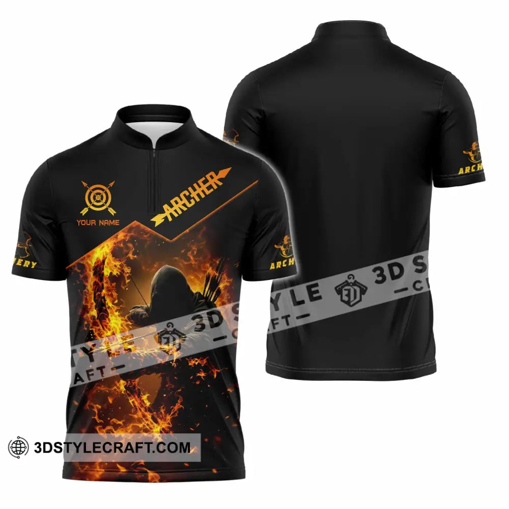 Unisex Shirt - Custom Text Shirt Archer Zipper Polo Shirt / S T-shirt