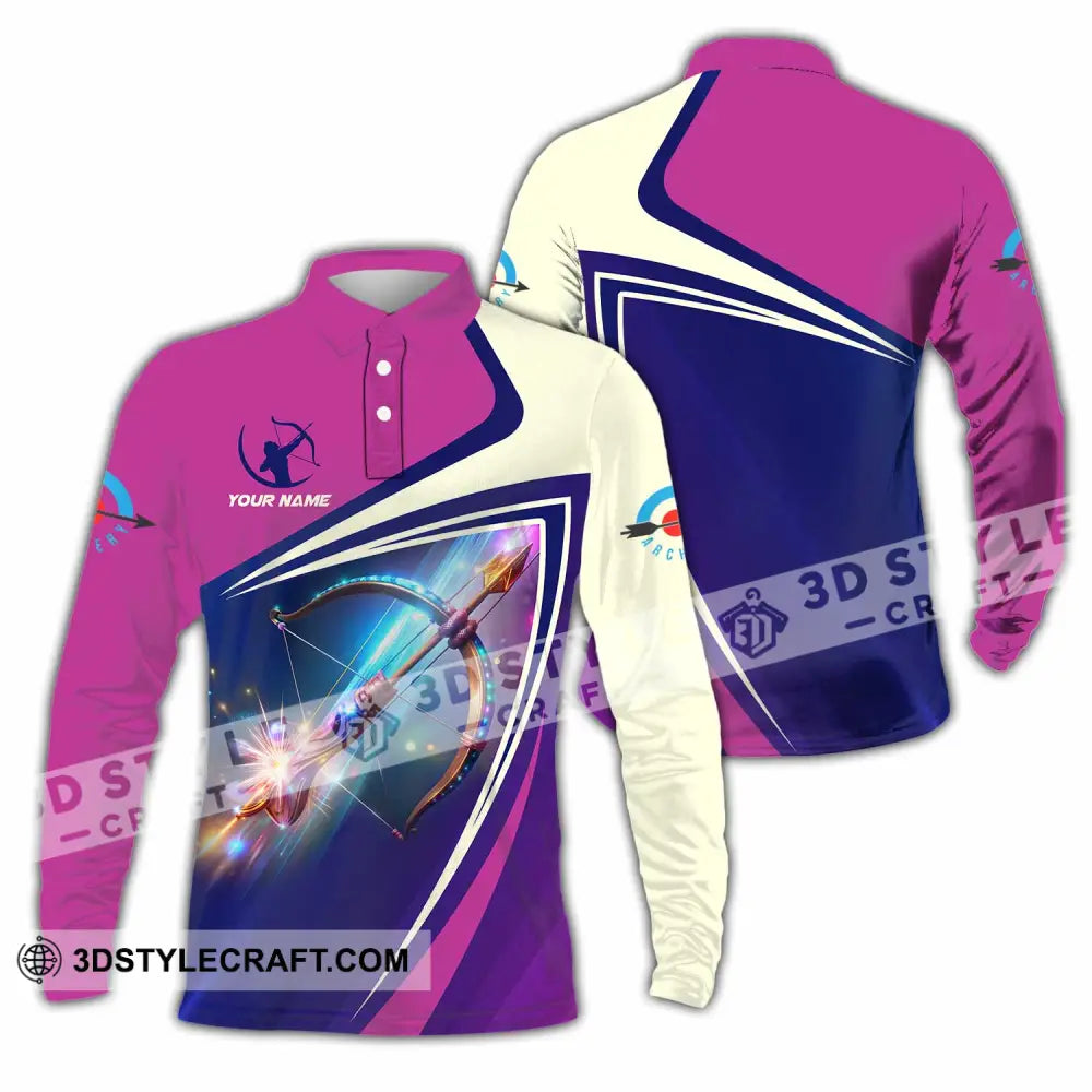 Unisex Shirt - Custom Text Shirt Archery Shirt Long Sleeve Polo / S T-shirt