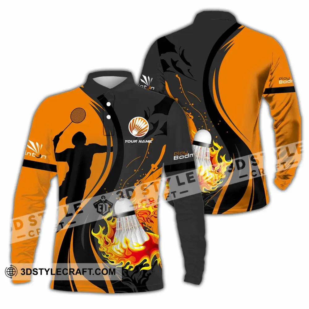 Unisex Shirt - Custom Text Shirt Badminton Shirt Long Sleeve Polo / S T-shirt