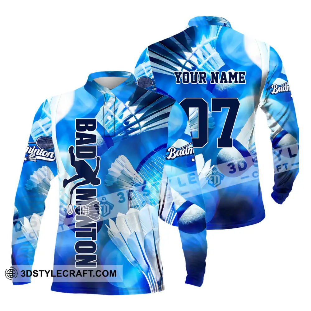 Unisex Shirt - Custom Text Shirt Badminton Shirt Long Sleeve Polo / S T-shirt