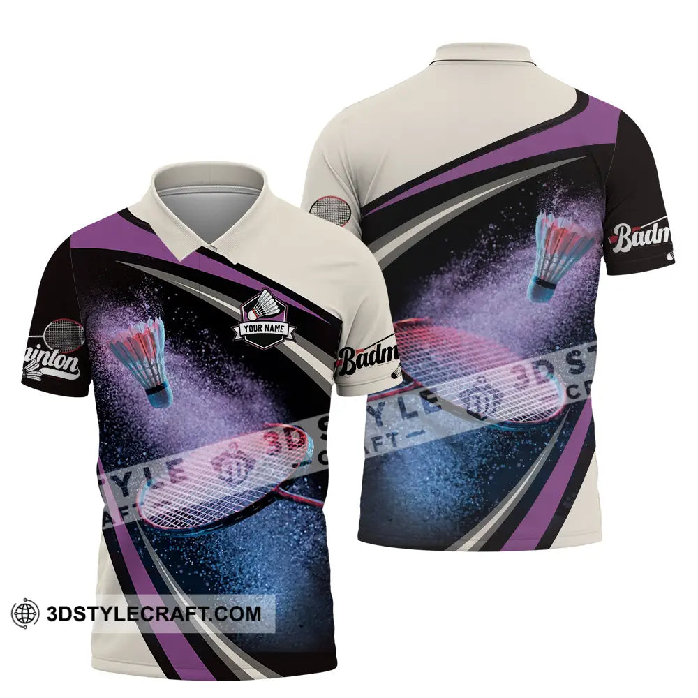 Unisex Shirt - Custom Text Badminton Polo / S T-Shirt