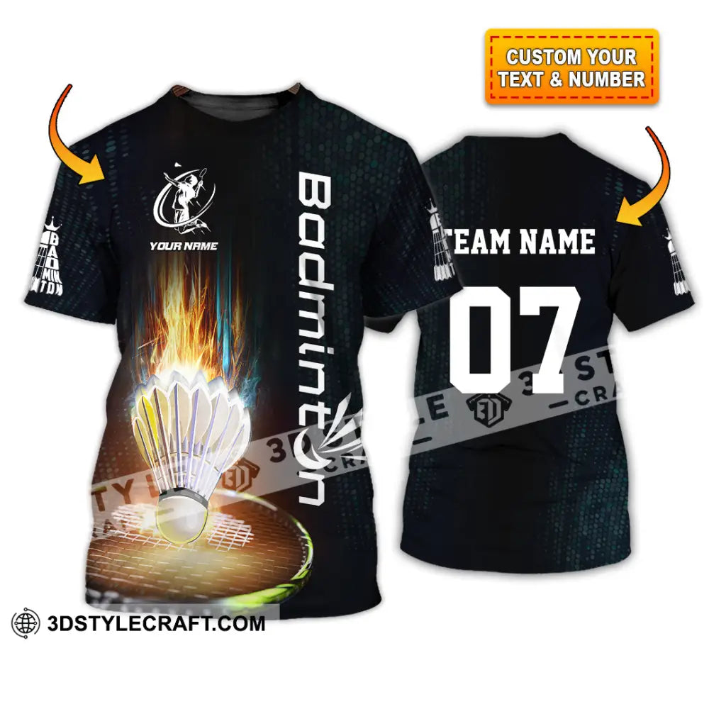 Unisex Shirt - Custom Text Shirt Badminton Shirt T-shirt